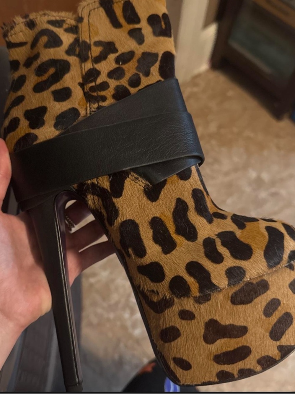 London Trash Leopard Print Platform Boots - Picture 9 of 9